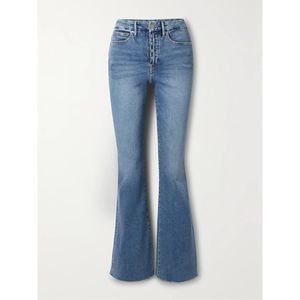 GOOD AMERICAN Good Legs high rise flared jeans Size 20 Exposed Button Fly Blue.